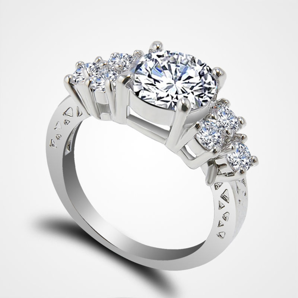 Ring ~ .925 Sterling Silver ~ CZ ~ Sapphire Cluster - Picture 8 of 8
